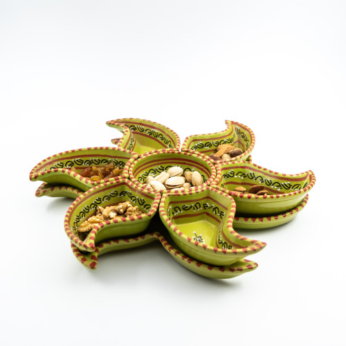 Service à apéritif étoile Tatoué Vert pistache