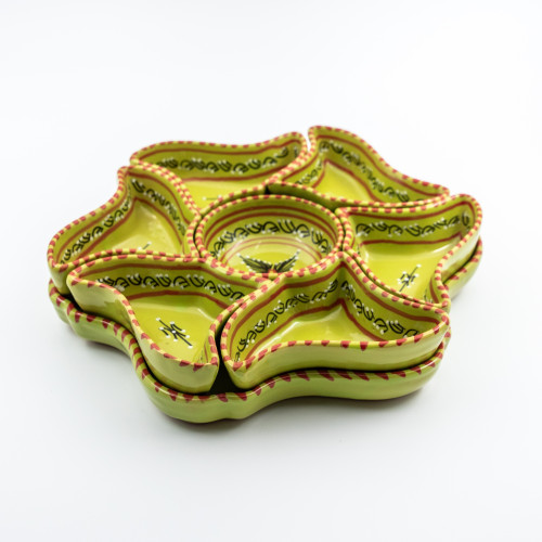 Service apéritif Fleur Tatoué Vert pistache