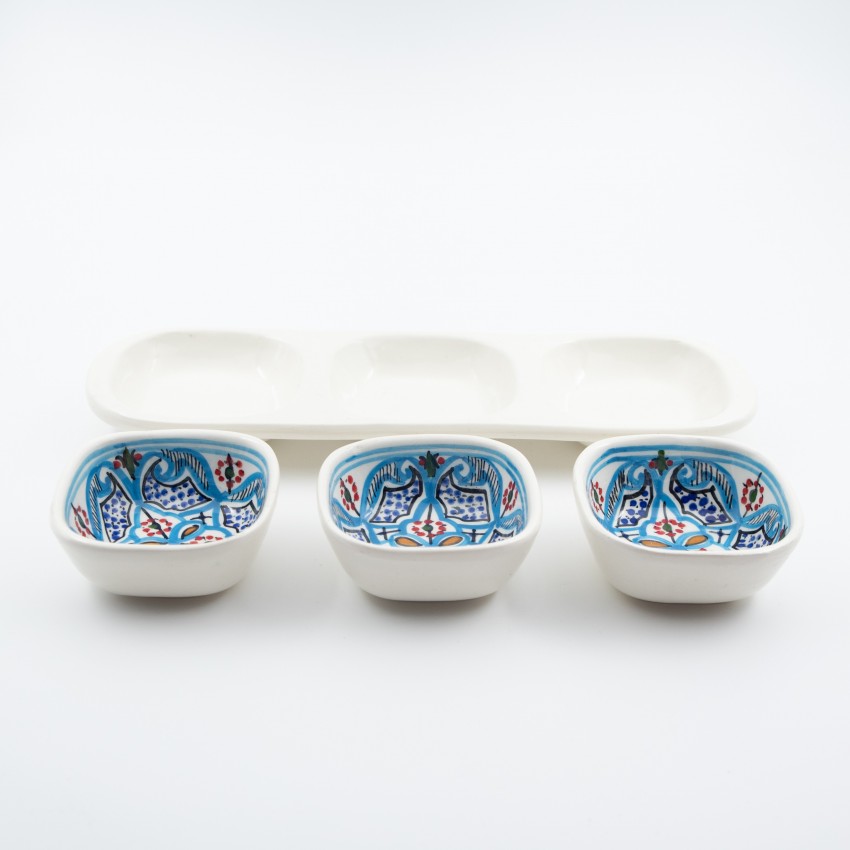 Service apéro tri-bols Marocain Turquoise