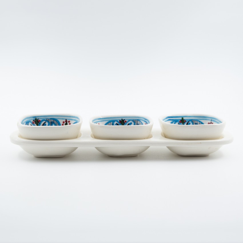 Service apéro tri-bols Marocain Turquoise