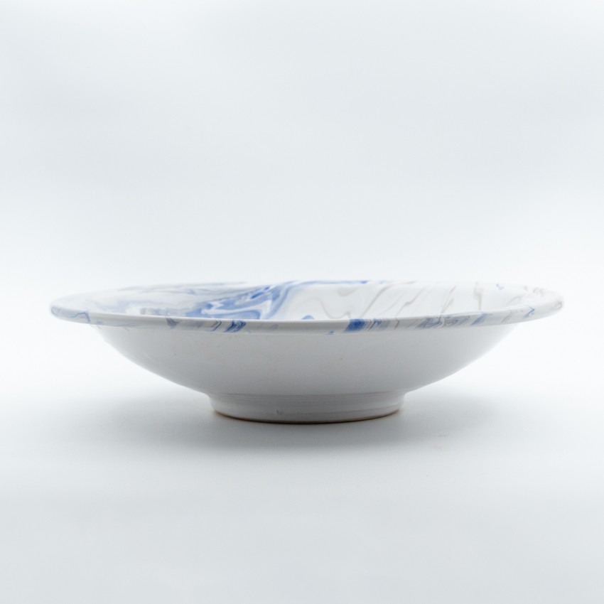 Plat de service Marbré Bleu et Gris - D 33 cm