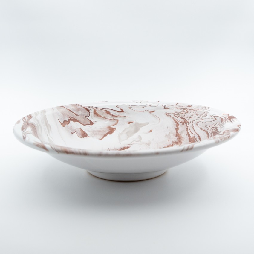 Plat de service Marbré Marron et Gris - D 33 cm