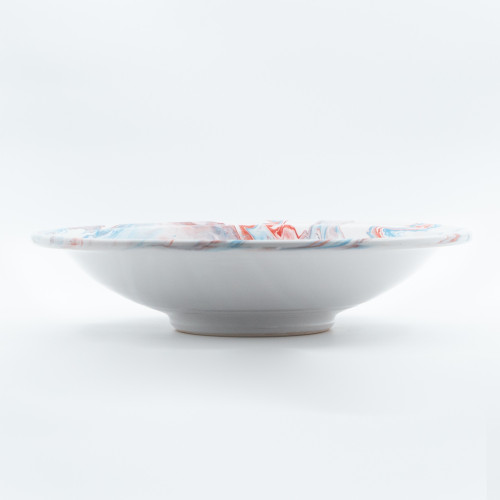 Plat de service Marbré Bleu et Rouge - D 33 cm