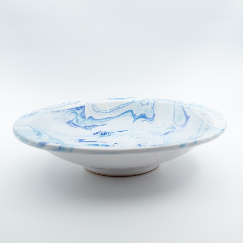 Plat de service Marbré Bleu et Turquoise - D 33 cm