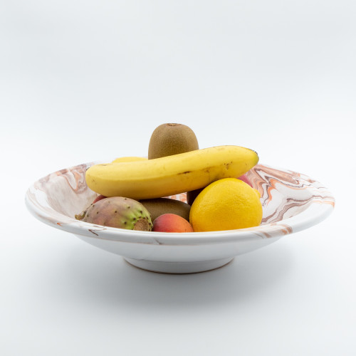 Plat de service Marbré Marron et Orange D 33 cm