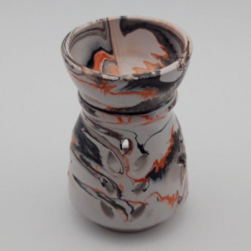 Brûle parfum Marbré rouge et noir et blanc - Grand Modèle