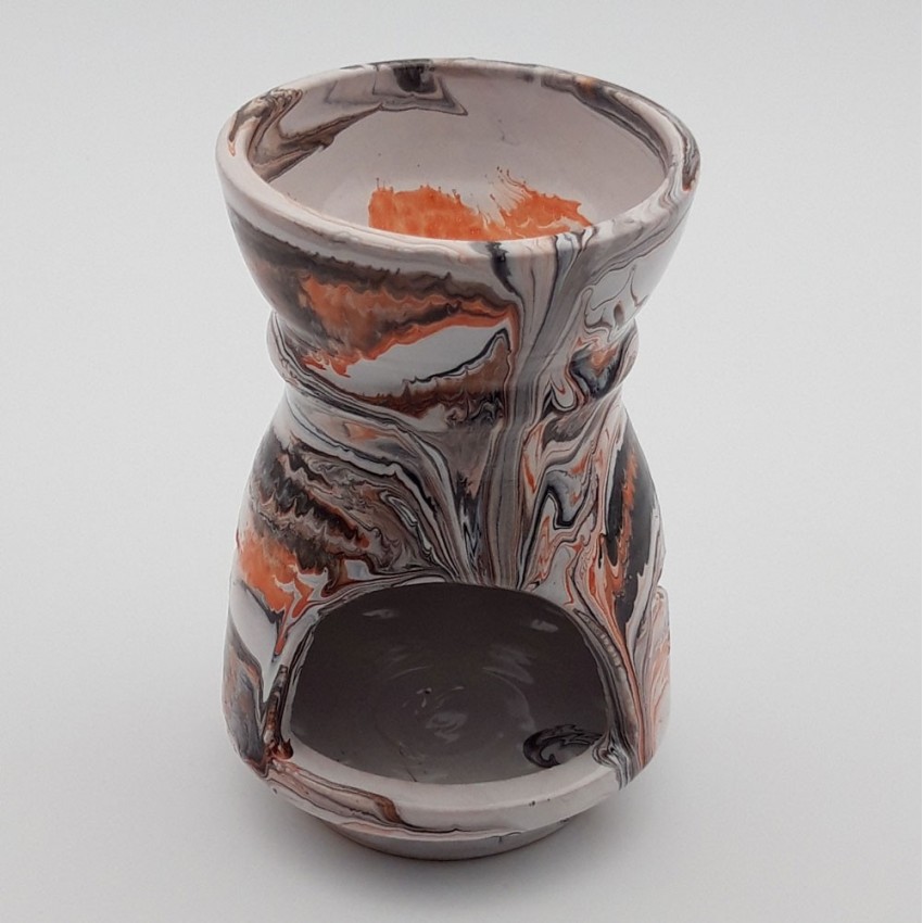 Brûle parfum Marbré rouge et noir et blanc - Grand Modèle