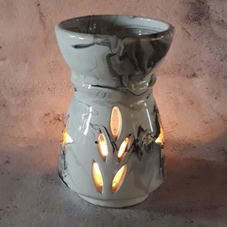 Brûle parfum Marbré noir et blanc - Grand Modèle