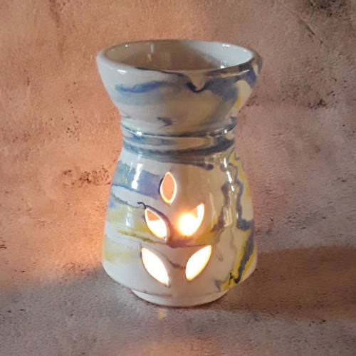 Brûle parfum Marbré bleu, jaune et blanc - Petit Modèle