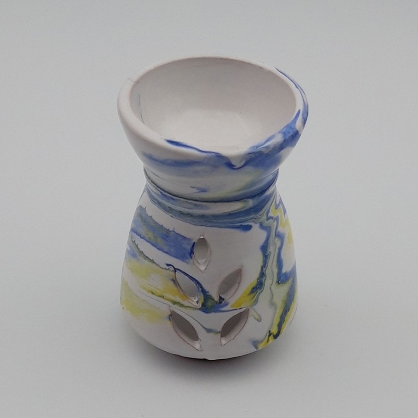 Brûle parfum Marbré bleu, jaune et blanc - Petit Modèle