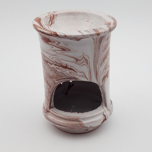 Brûle parfum Droit Marbré marron et blanc