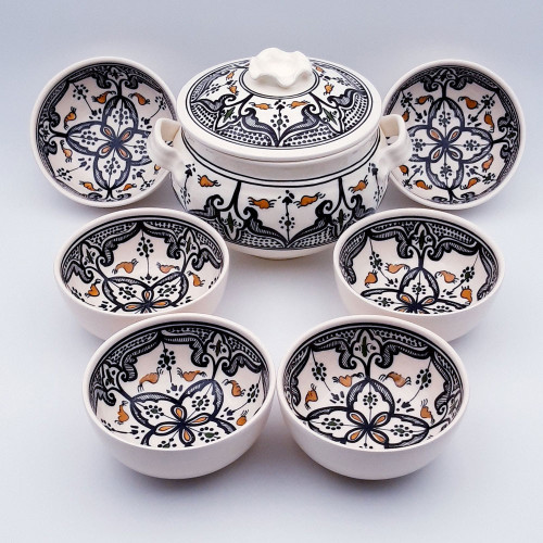 Service à soupe Marocain Noir - 6 pers