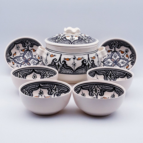 Service à soupe Marocain noir - 8 pers