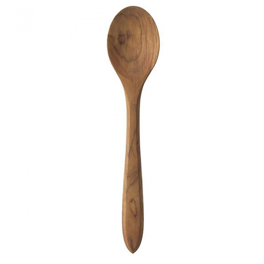 Cuillère à Fentes En Bois De Teck - Long Manche 28cm Avec Trou De Suspension - Pour Cuisson Et Service