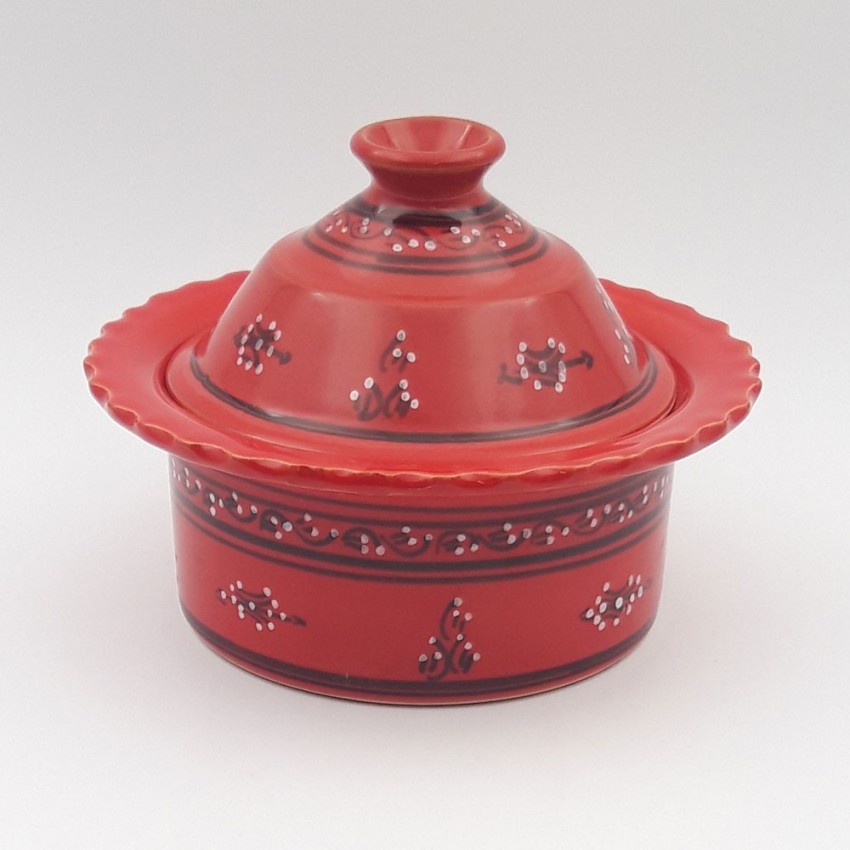 Service à couscous assiettes jattes avec plat jatte Tatoué rouge - 6 pers