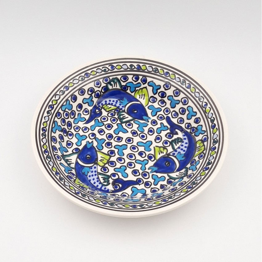 Lot de 6 assiettes creuses Poissons Bleus - D 24 cm