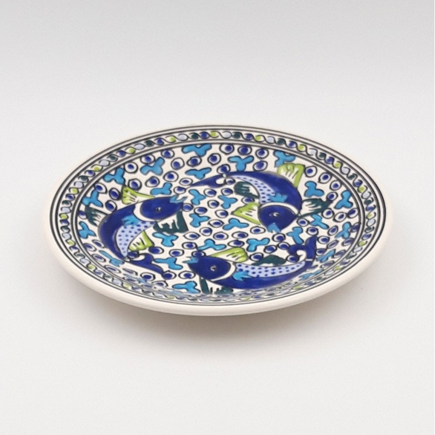 Assiette plate Poissons Bleus - D 24 cm