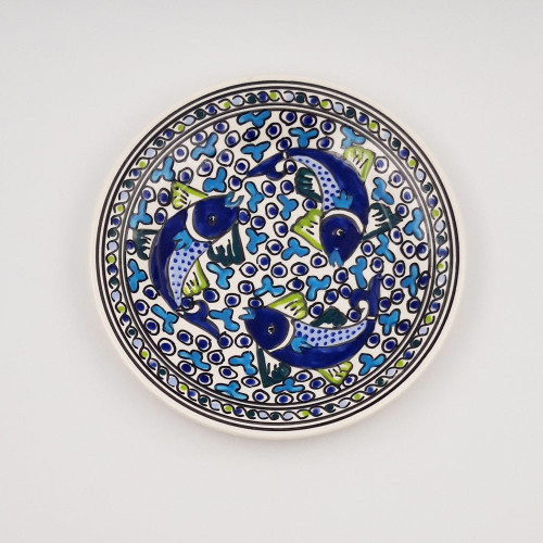 Lot de 6 assiettes plates Poissons Bleus - D 24 cm