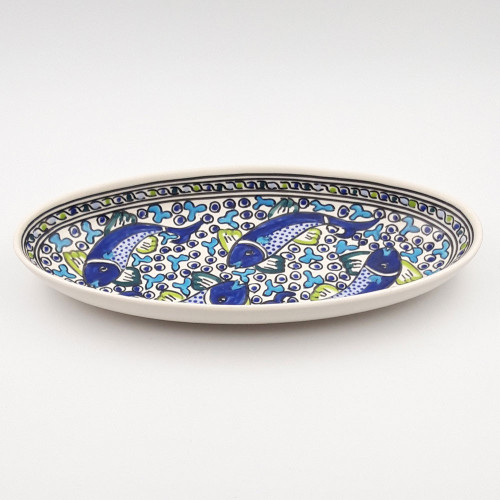Plat ovale Poissons Bleus - L 40 cm