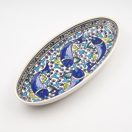 Plat ovale Poissons Bleus - L 40 cm