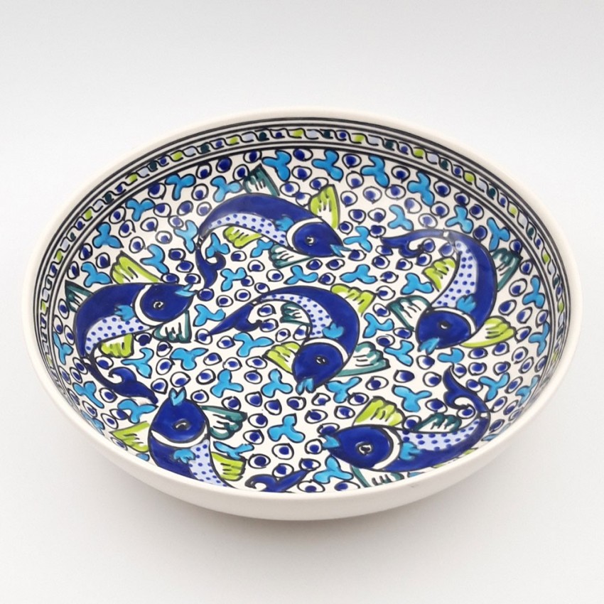 Service à couscous assiettes jattes Poissons Bleus - 6 pers