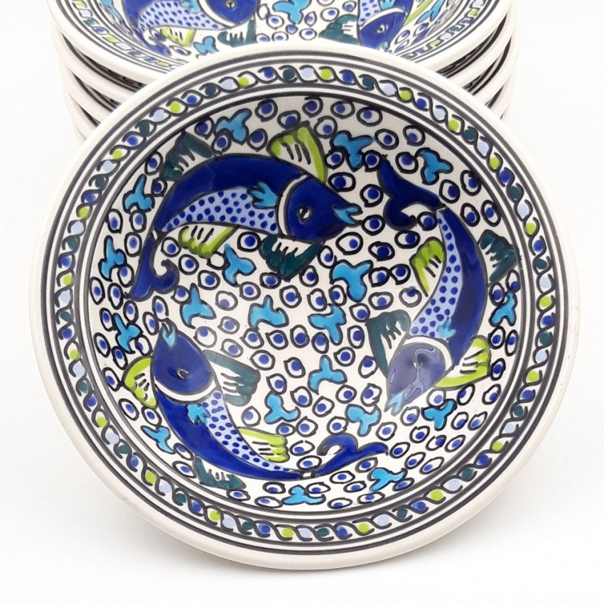 Service à couscous assiettes Tebsi Poissons Bleus - 12 pers