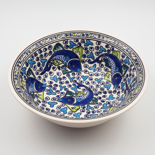 Service à couscous assiettes jattes  Poissons Bleus - 12 pers