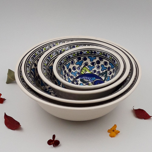 Lot de 4 saladiers Poissons Bleus