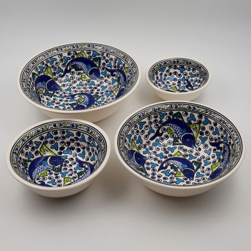 Lot de 4 saladiers Poissons Bleus