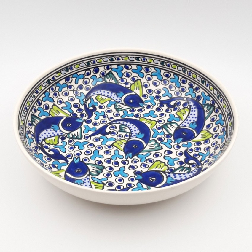 Service à couscous assiettes jattes  Poissons Bleus - 8 pers