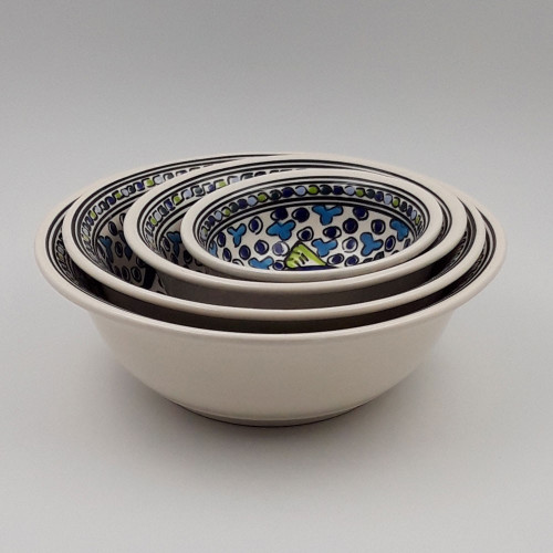 Lot de 4 saladiers Poissons Bleus