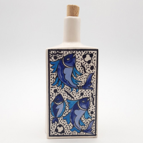 Bouteille d'huile ou de vinaigre Poissons Bleus