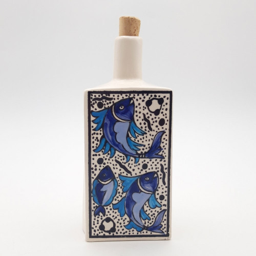 Bouteille d'huile ou de vinaigre Poissons Bleus