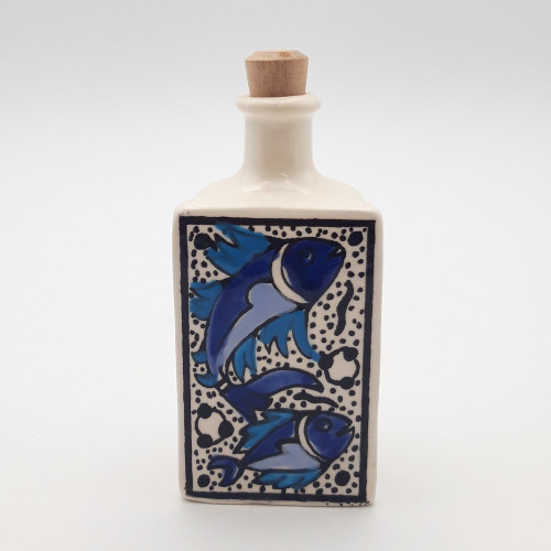 Bouteille d'huile ou de  vinaigre Poissons Bleus - Petit Modèle