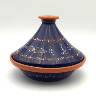 Tajine de cuisson Tatoué Bleu Nuit - D 27 cm