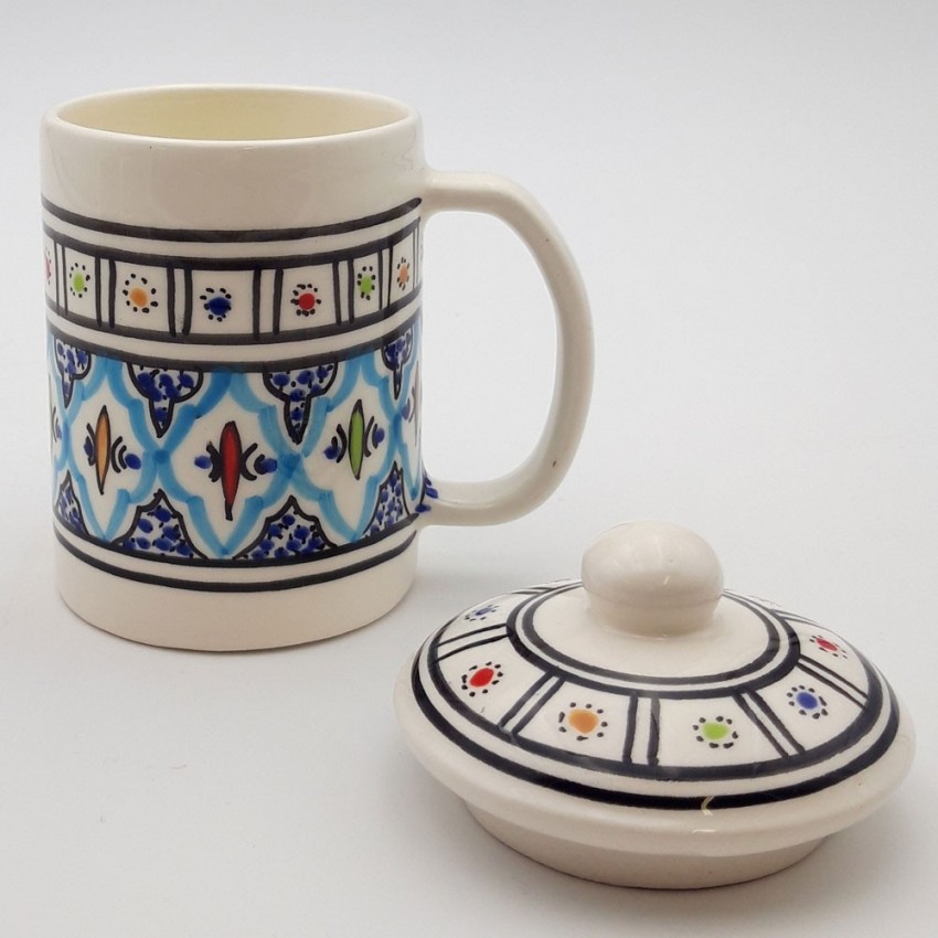 Tasse avec couvercle en céramique 25 cL Bakir Turquoise