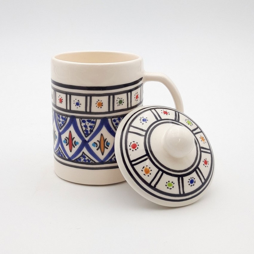 Tasse avec couvercle en céramique 25 cL Bakir Bleu