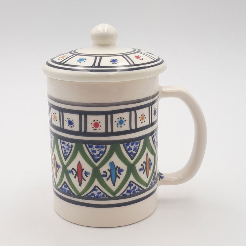 Tasse avec couvercle en céramique 25 cL Bakir Vert