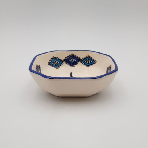 Plat octogonal Sahel bleu - L 16 cm