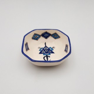 Plat octogonal Sahel bleu - L 16 cm