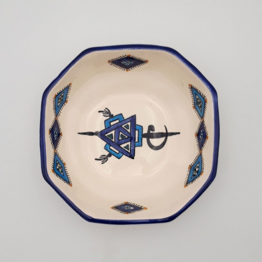 Plat octogonal Sahel bleu - L 20 cm