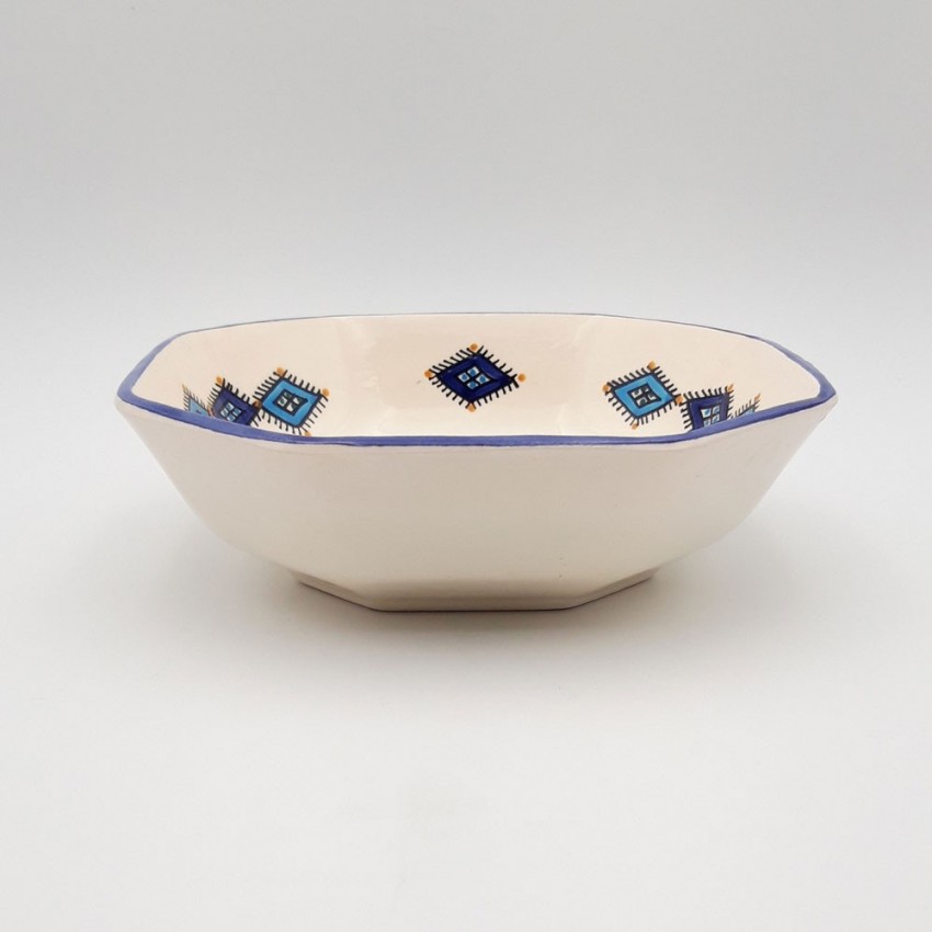Plat octogonal Sahel bleu - L 25 cm