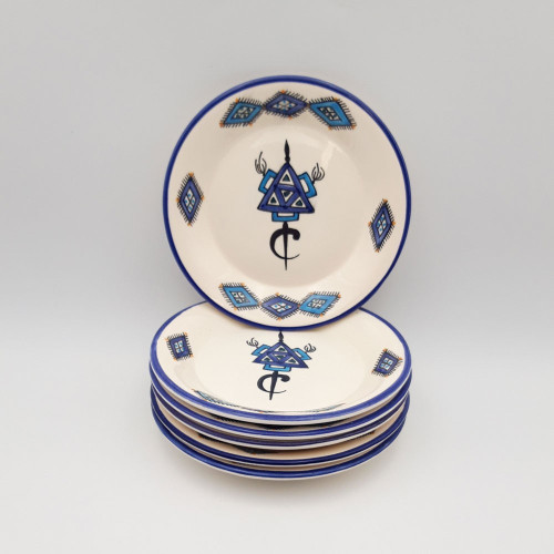 Lot de 6 assiettes à entrée ou dessert Sahel bleu - D 20 cm