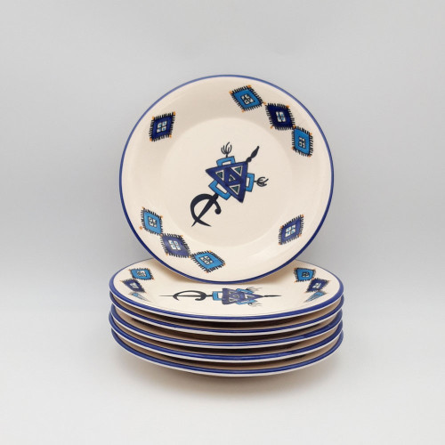 Lot de 6 assiettes plates Sahel bleu - D 24 cm