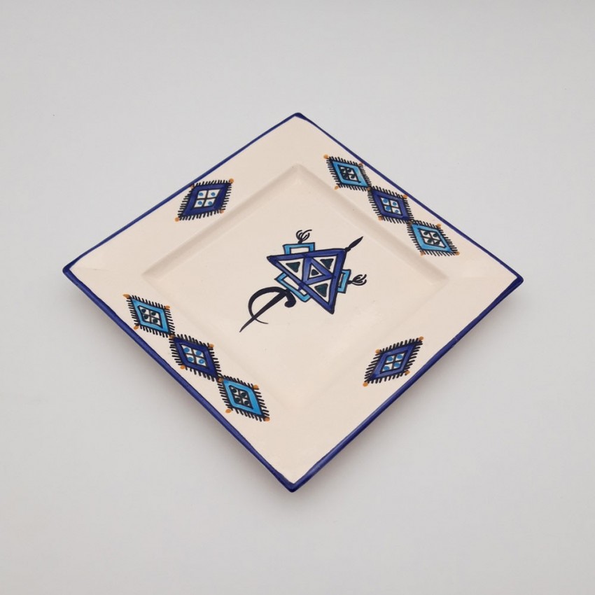Assiette carrée Sahel bleu - L 24 cm