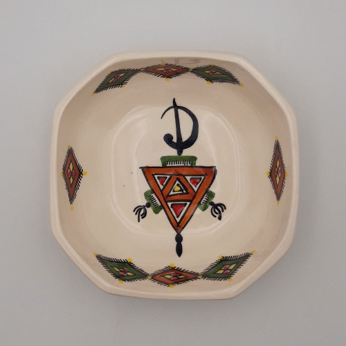 Plat octogonal Sahel beige - L 15 cm