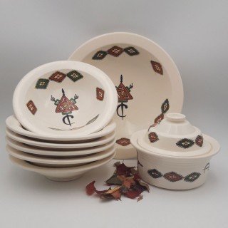 Service à couscous assiettes Tebsi Sahel beige - 6 pers