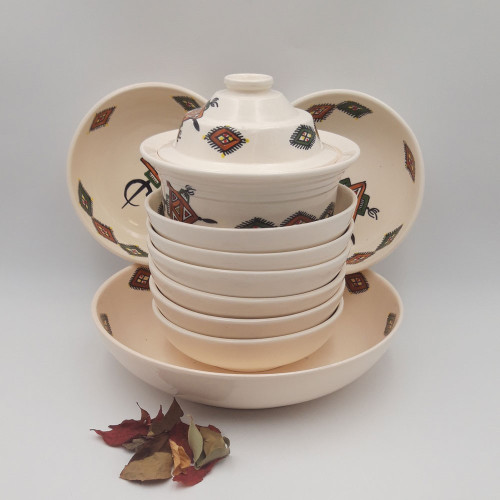 Service à couscous assiettes jattes Sahel beige - 8 pers