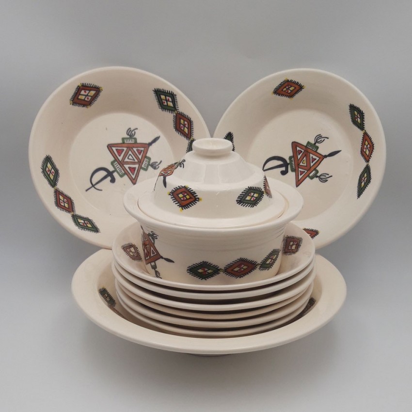 Service à couscous assiettes creuses Sahel beige - 8 pers