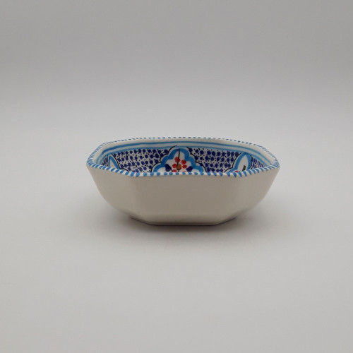 Plat octogonal Marocain turquoise Liseré - L 16 cm